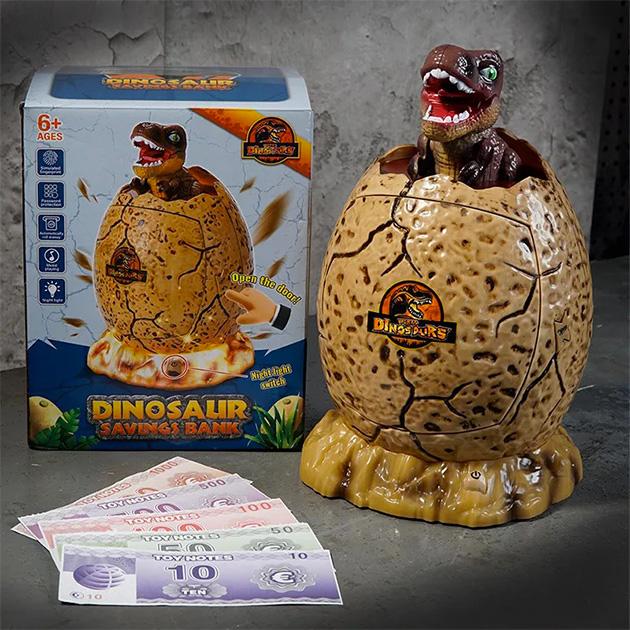 Скарбничка сейф дитячий з нічником DINOSAUR Яйце динозавра із кодовим замком та відбитком пальця - фото 10