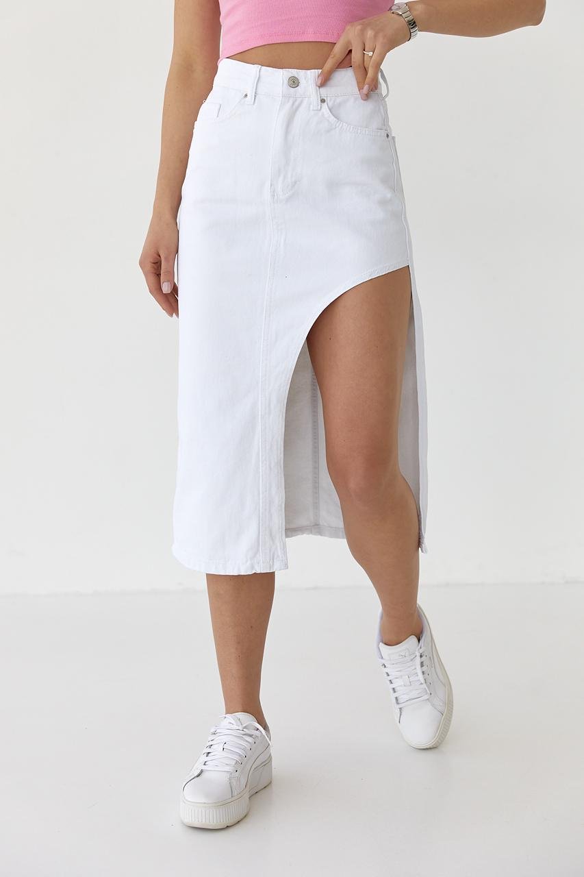 Юбка-миди джинсовая с полукруглым вырезом L Белый (10504907)