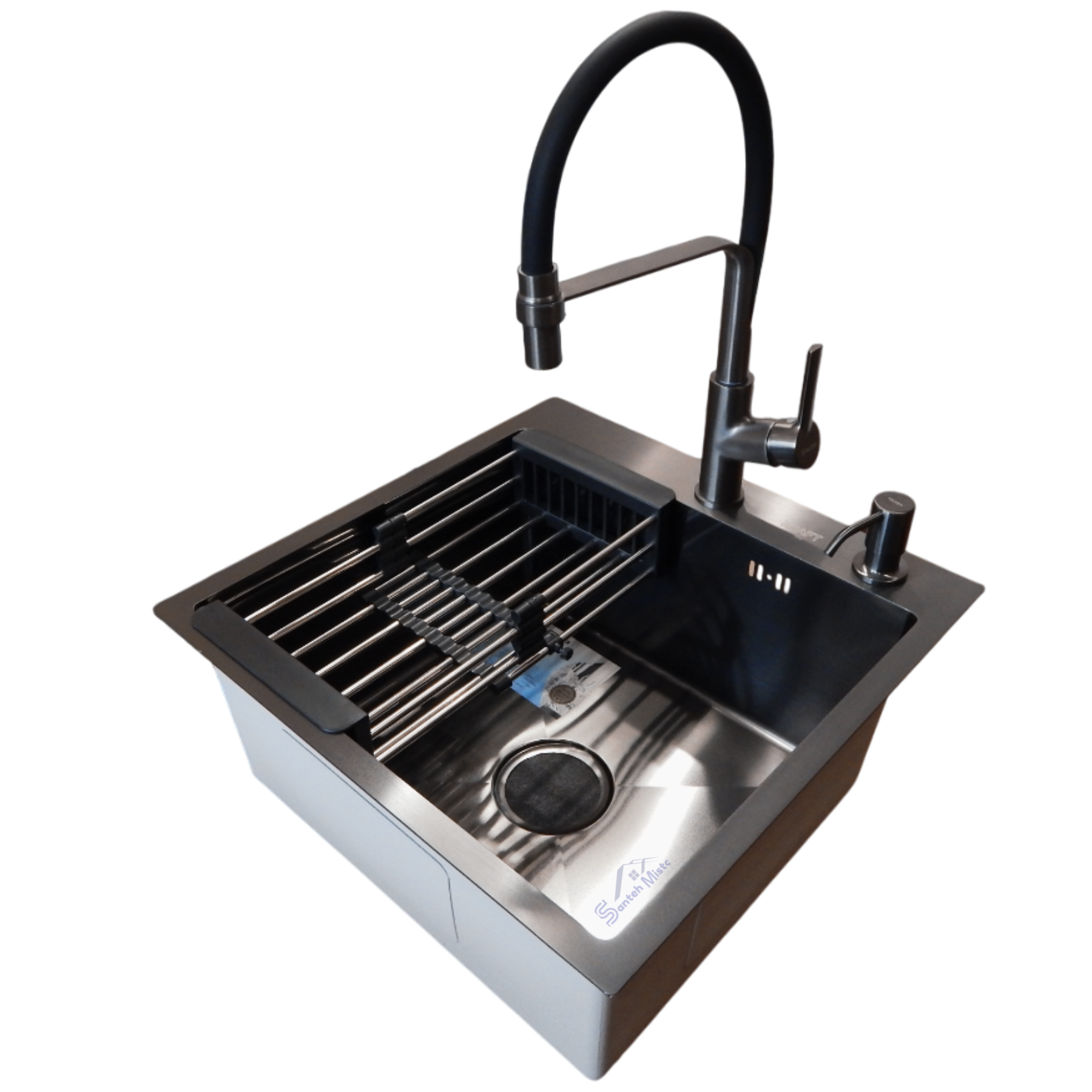 Комплект кухонной мойки KRAFT Handmade PVD HS 3,0/1,0 мм 50x50 см Черный (37756)