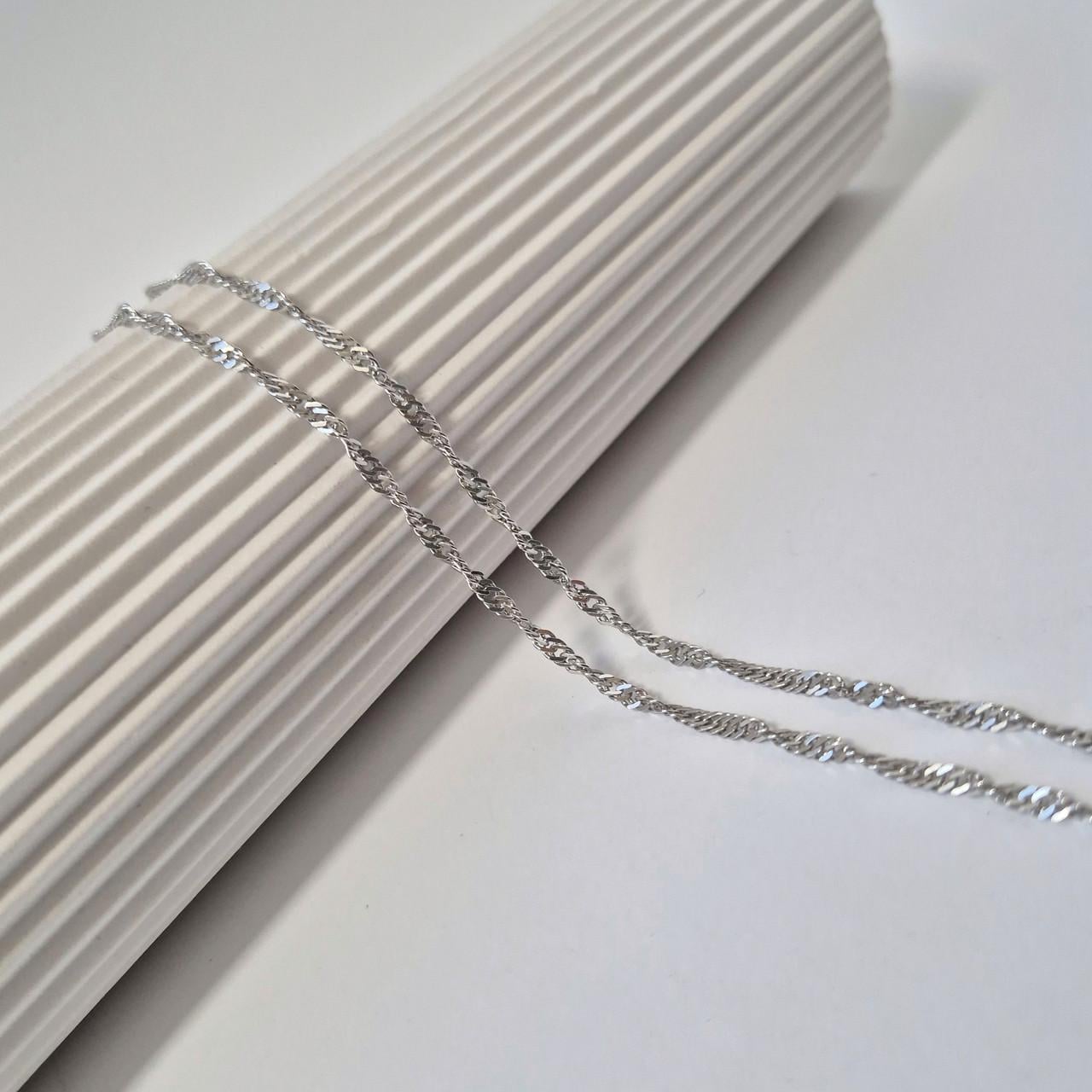 Серебряная цепочка Сингапур 60 см серебро 925 пробы родованное 4,4 г (801р4/60)