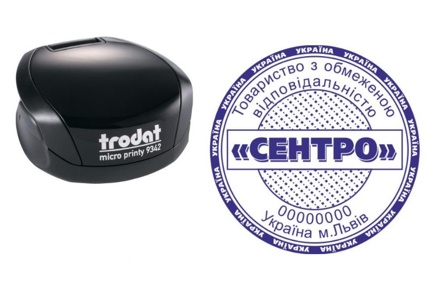 Печать ТОВ на карманном оснащении Trodat Micro Printy 9342 d 42 мм Черный (ООО9/9342/B)