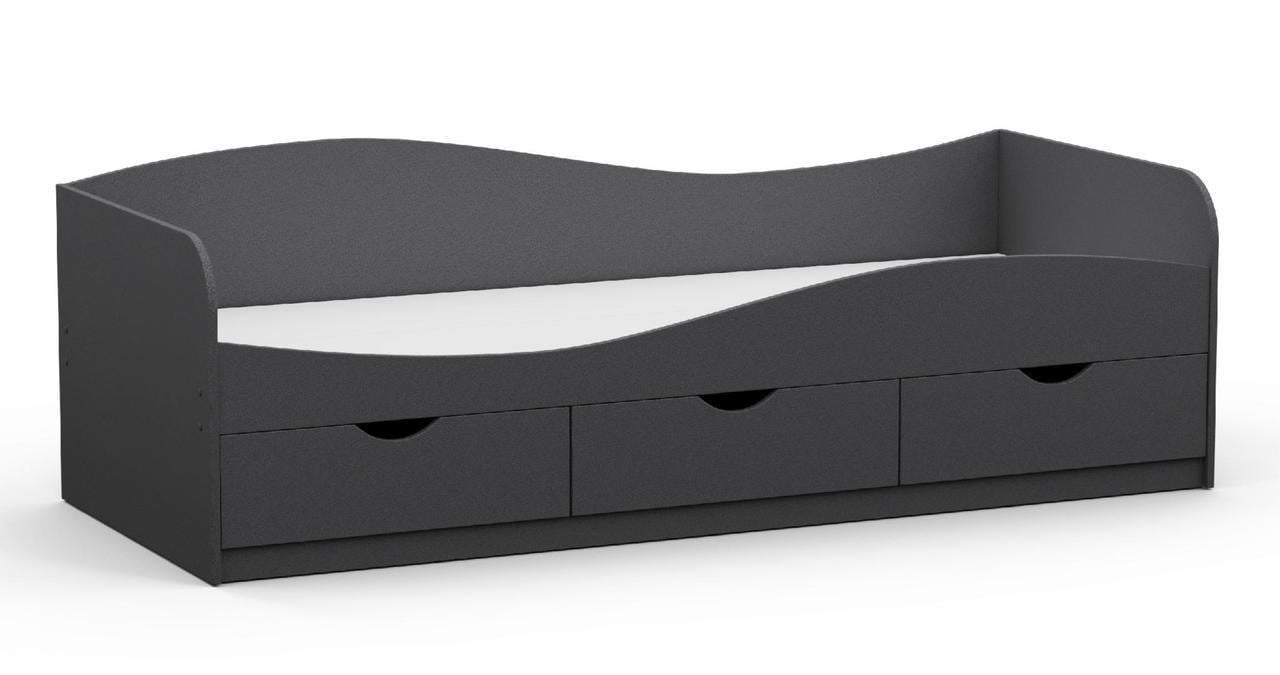 Ліжко односпальне Kontinent L-9 із шухлядами 80х200 см Антрацит (86223783) - фото 1