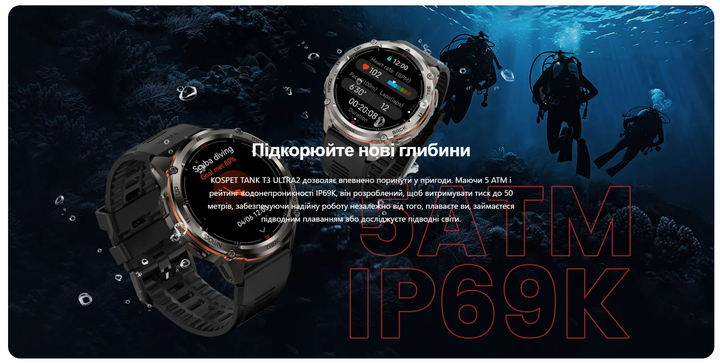 Смарт-годинник Kospet Tank T3 Ultra 2 модуль GPS Special Edition два ремінці Silver (18652) - фото 10