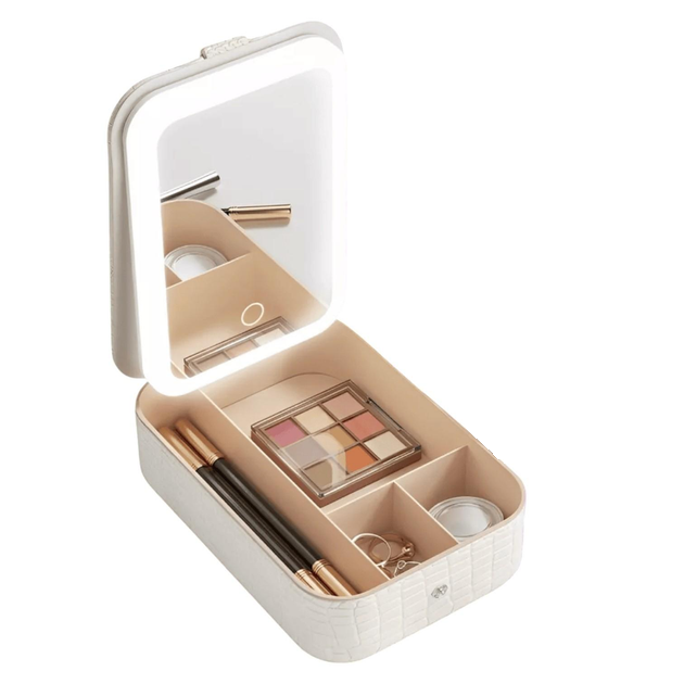 Бьюти-кейс кожаный с LED зеркалом Белый (25105313)