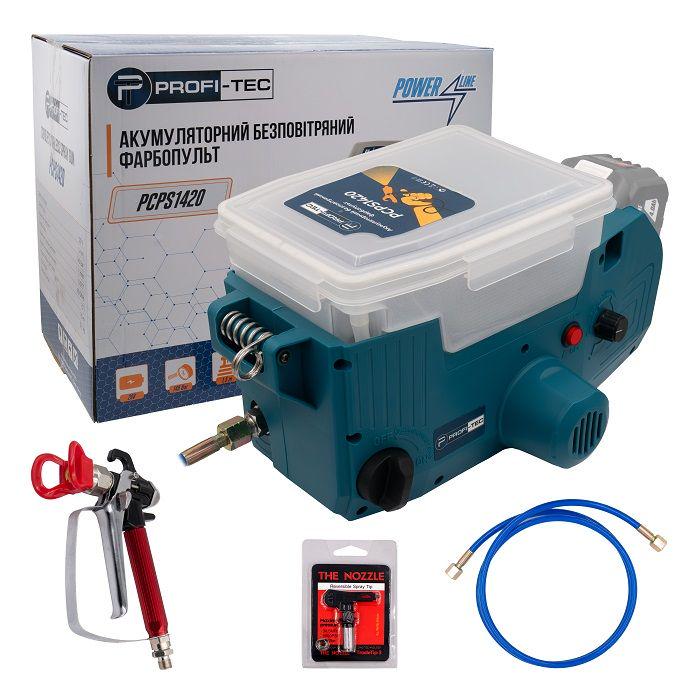 Краскопульт аккумуляторная безвоздушная PROFI-TEC 20V PCPS1420 без аккумуляторов и зарядного устройства (006295)