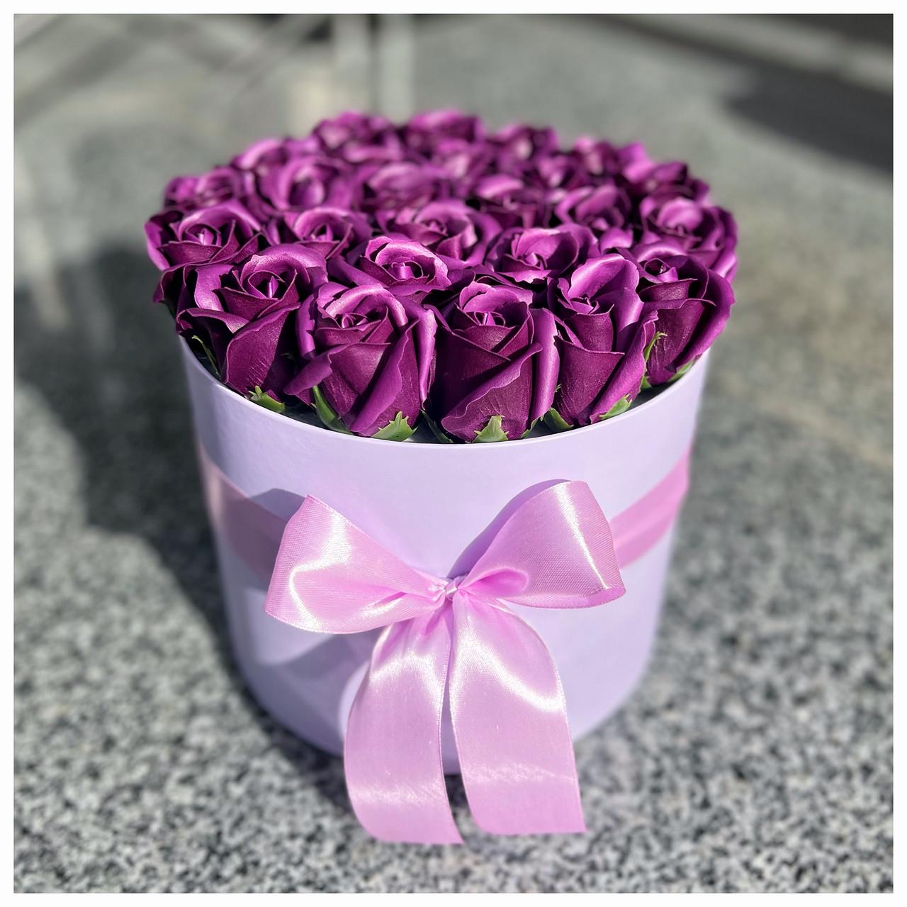 Подарунковий бокс Букет троянд з мила мамі на день народження 23 шт.Фіолетовий (2122059655) - фото 3