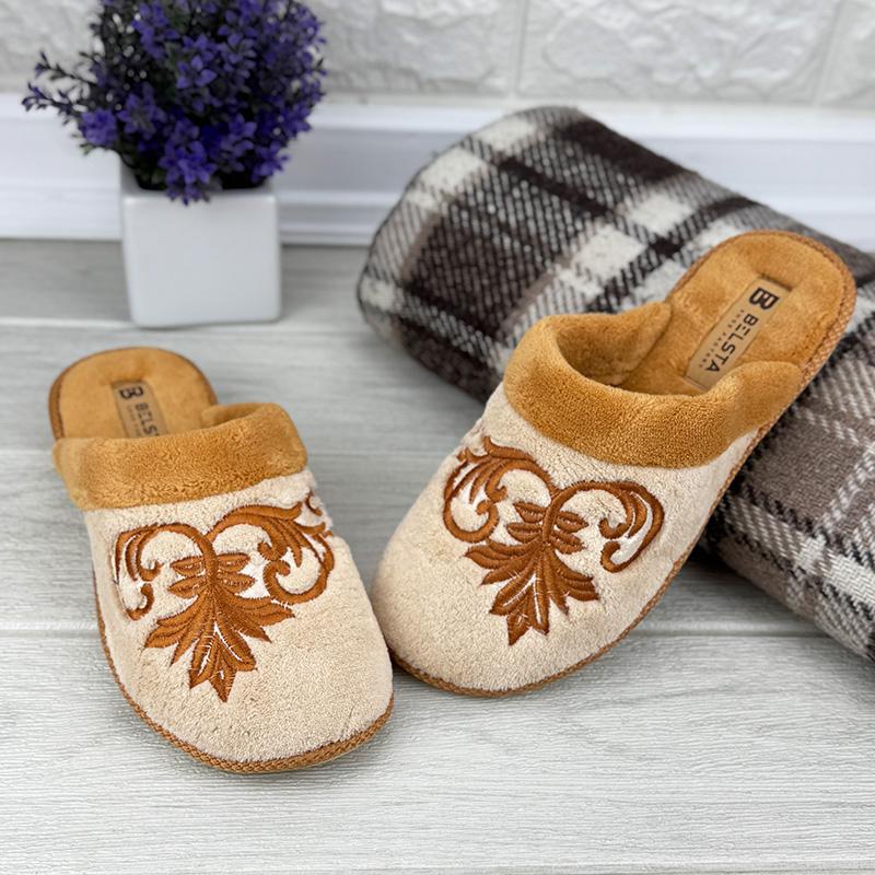 Тапочки кімнатні жіночі Е-00211-2 p. 37 23,5-24 см Бежевий (112021906)