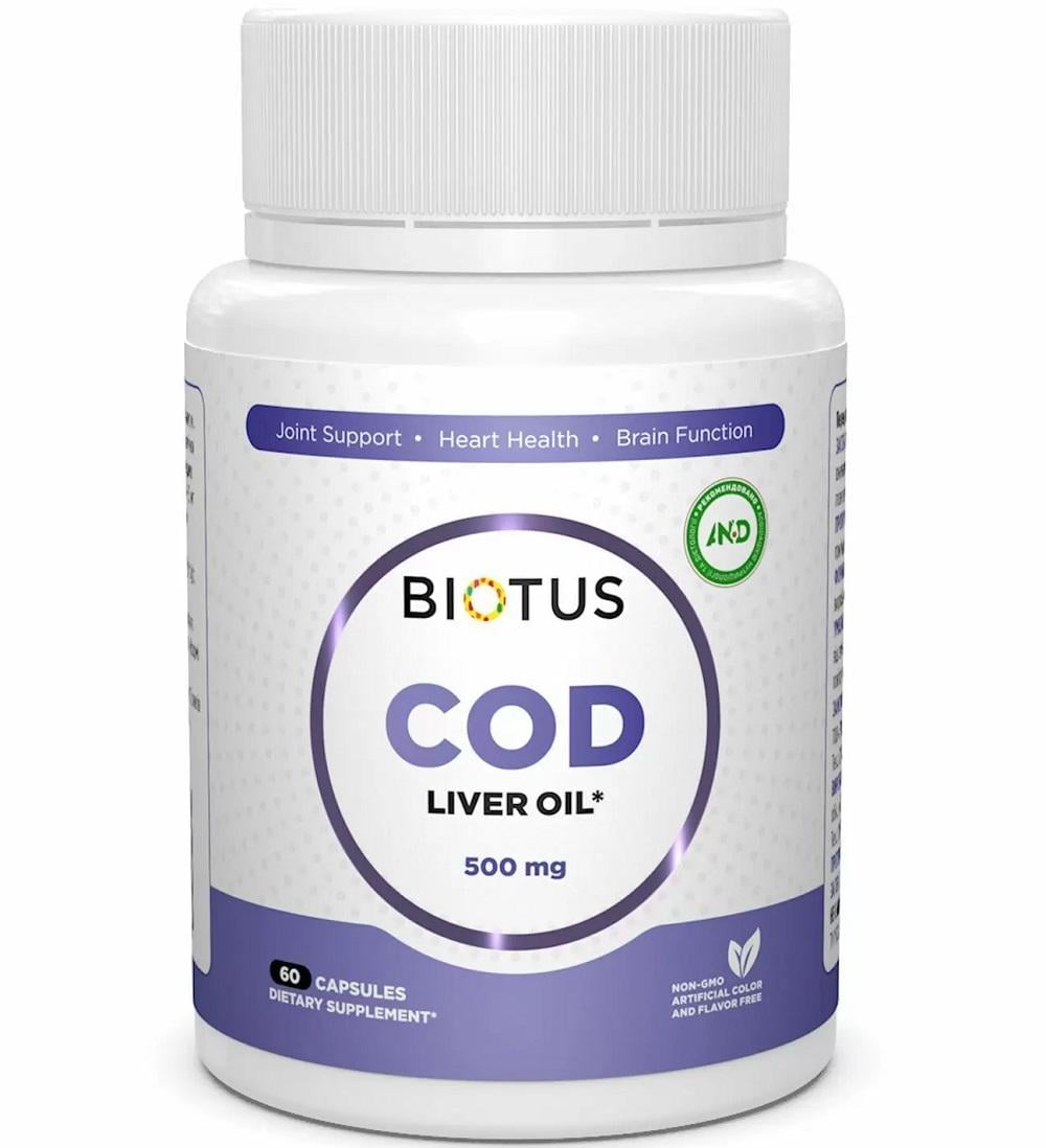 Жир из печени трески Biotus Cod Liver Oil, Icelandic 60 Caps BIO-530876