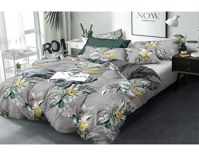 Комплект постельного белья FAMILY Лилия 032 евро сатин 9982277 Серый (DR012575)