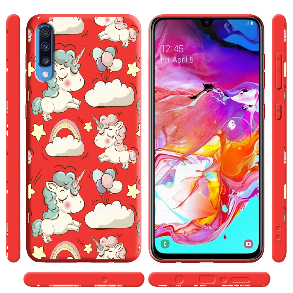 Чехол Boxface Samsung A705 Galaxy A70 Unicorns Красный силикон (36860-cc2-37425) - фото 2