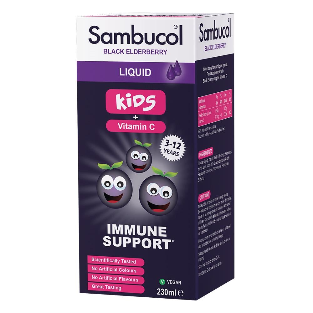 Самбукол сироп для иммунитета Sambucol Kids Liquid Черная бузина/Витамин С для детей от 3 лет 230 мл - фото 3