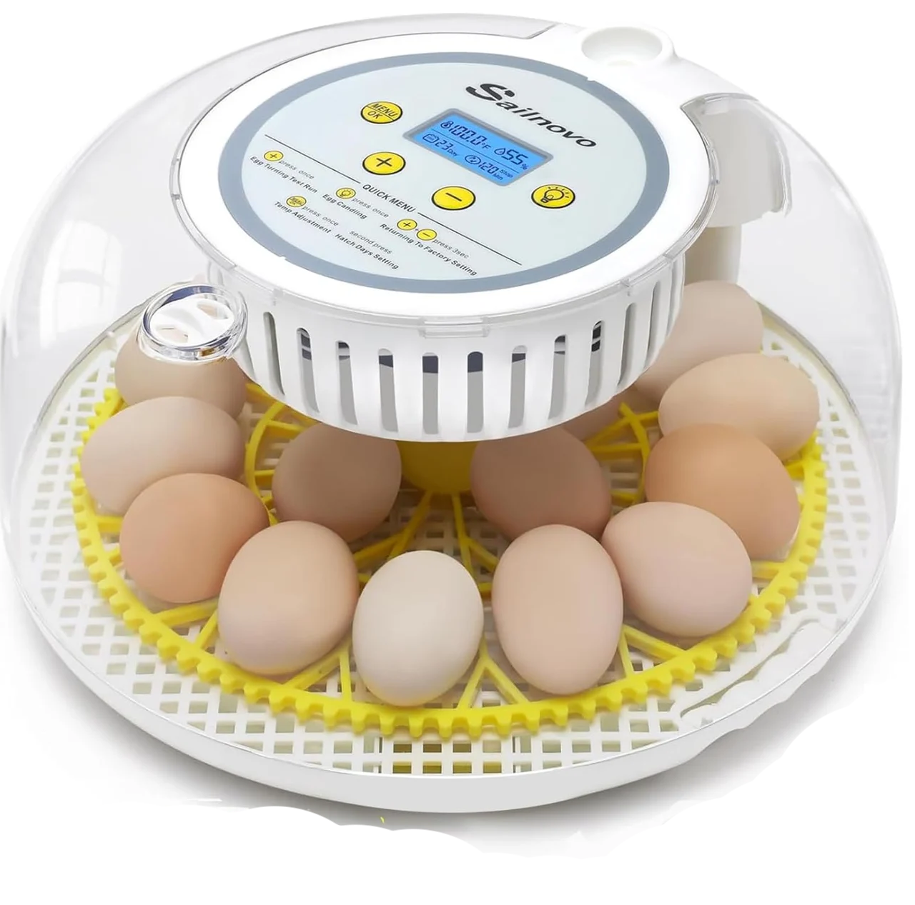 Инкубатор Sailnovo 18 для яиц автоматический контроль влажности обогрев AirCirculation Grey/Yellow (3038059917)