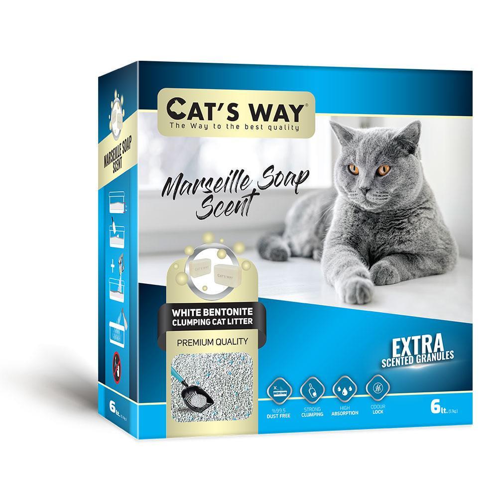 Наполнитель бентонитовый Cat's Way с ароматом марсельского мыла 6 л