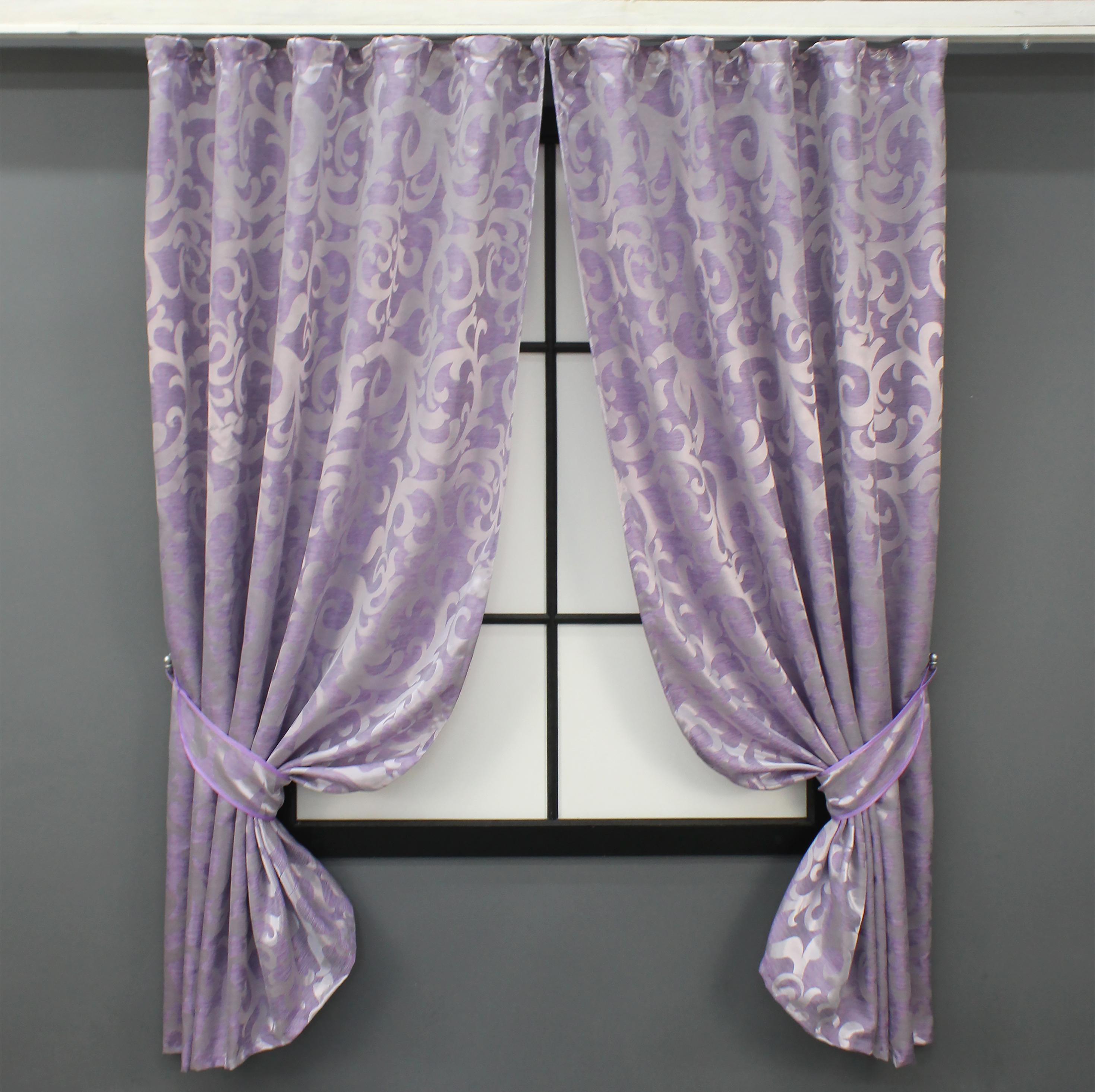 Комплект коротких штор VR-Textil Вензель №295ш жаккард 130х170 см 2 шт. Сиреневый (35-0198)