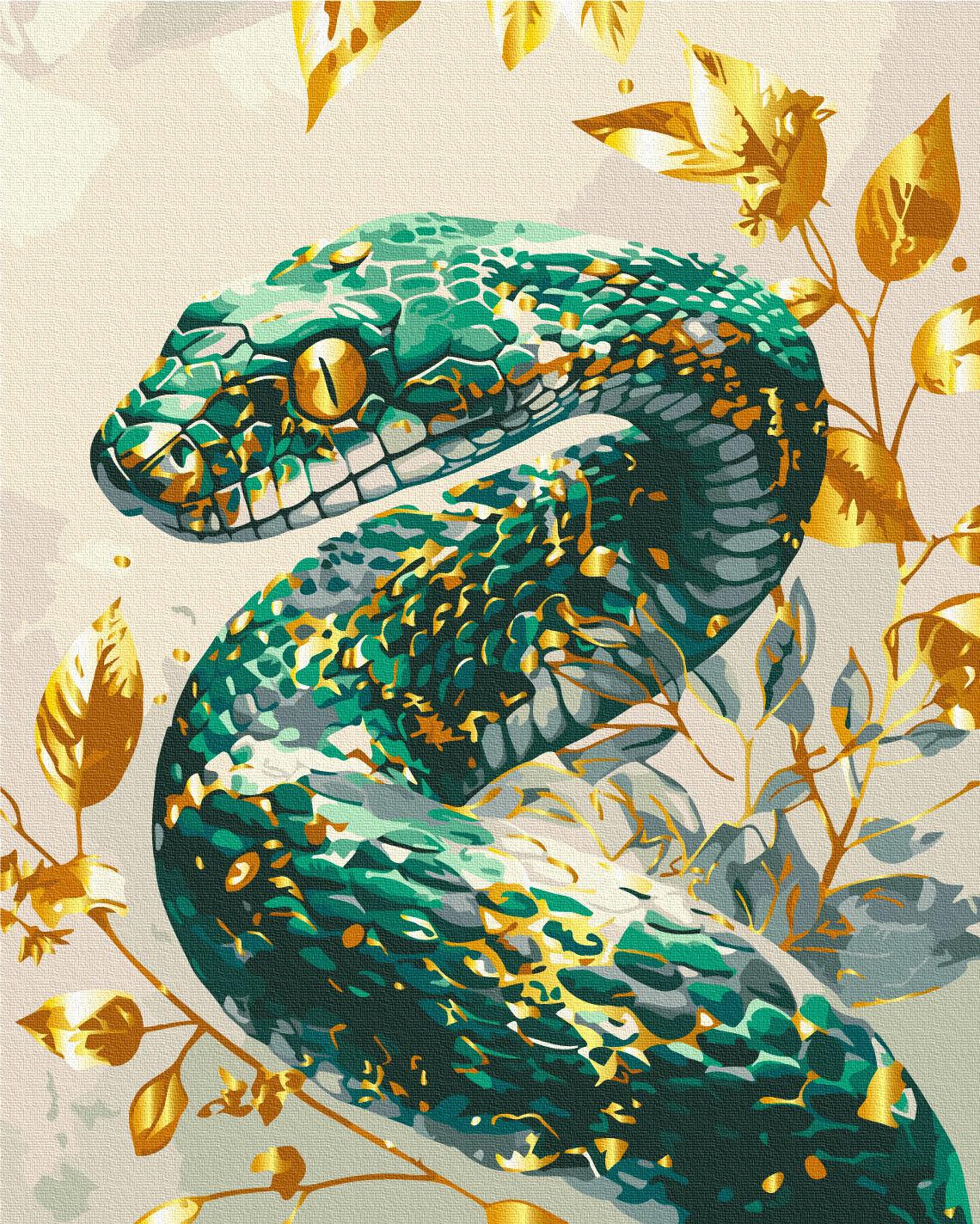 Картина по номерам Brushme Изумрудная змея с красками металлик 40x50 см (BS54118) Картина по номерам Brushme Изумрудная змея с красками металлик 40x50 см (BS54118)