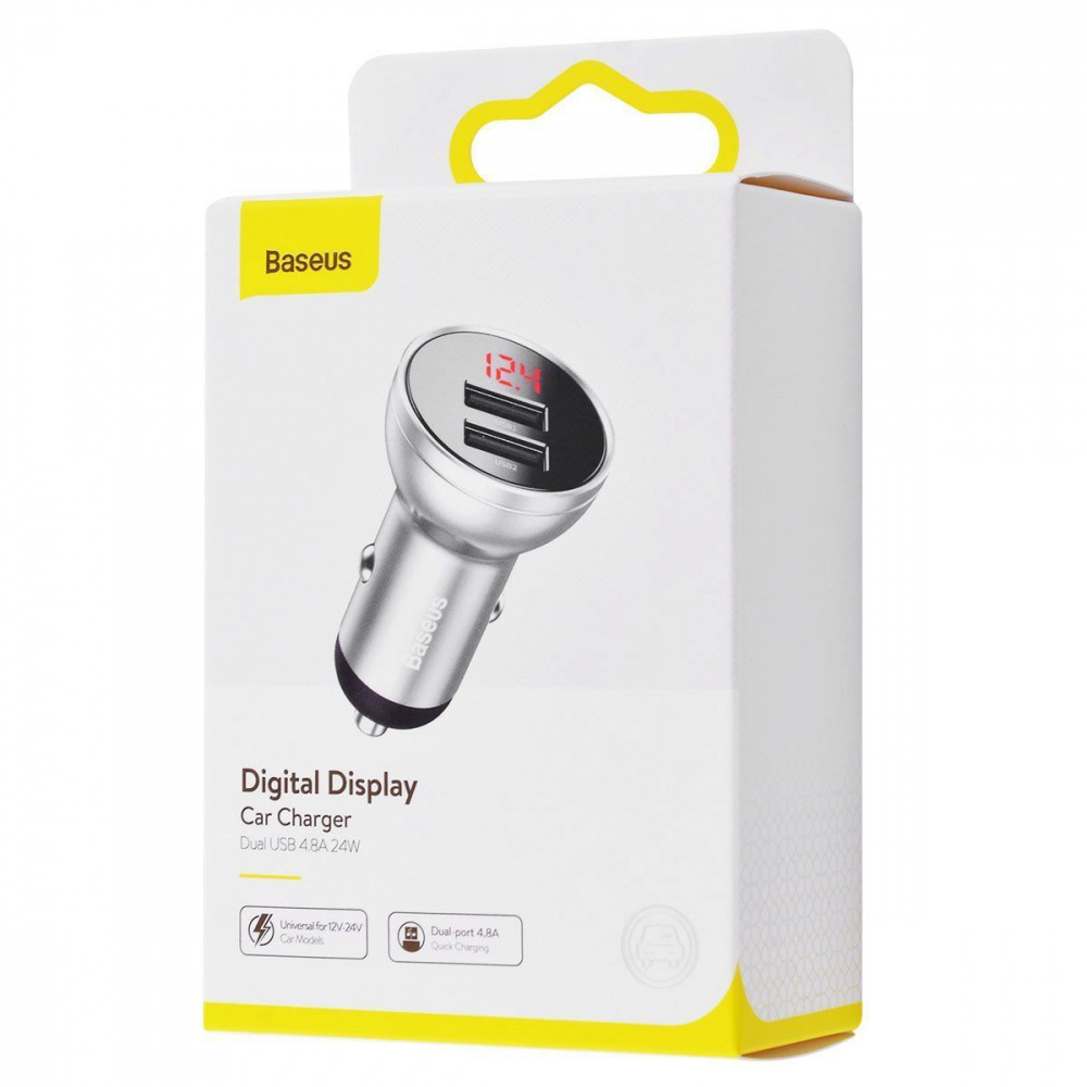 Зарядний пристрій автомобільний BASEUS Digital Display Dual USB 4.8A Car Charger 24 W Dark gray - фото 2