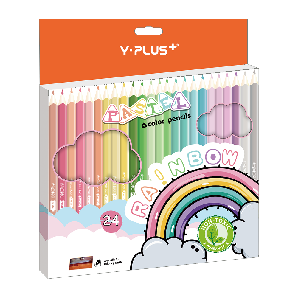 Олівці Y-Plus RAINBOW PASTEL зі стругалкою 24 кольори (PC200200)