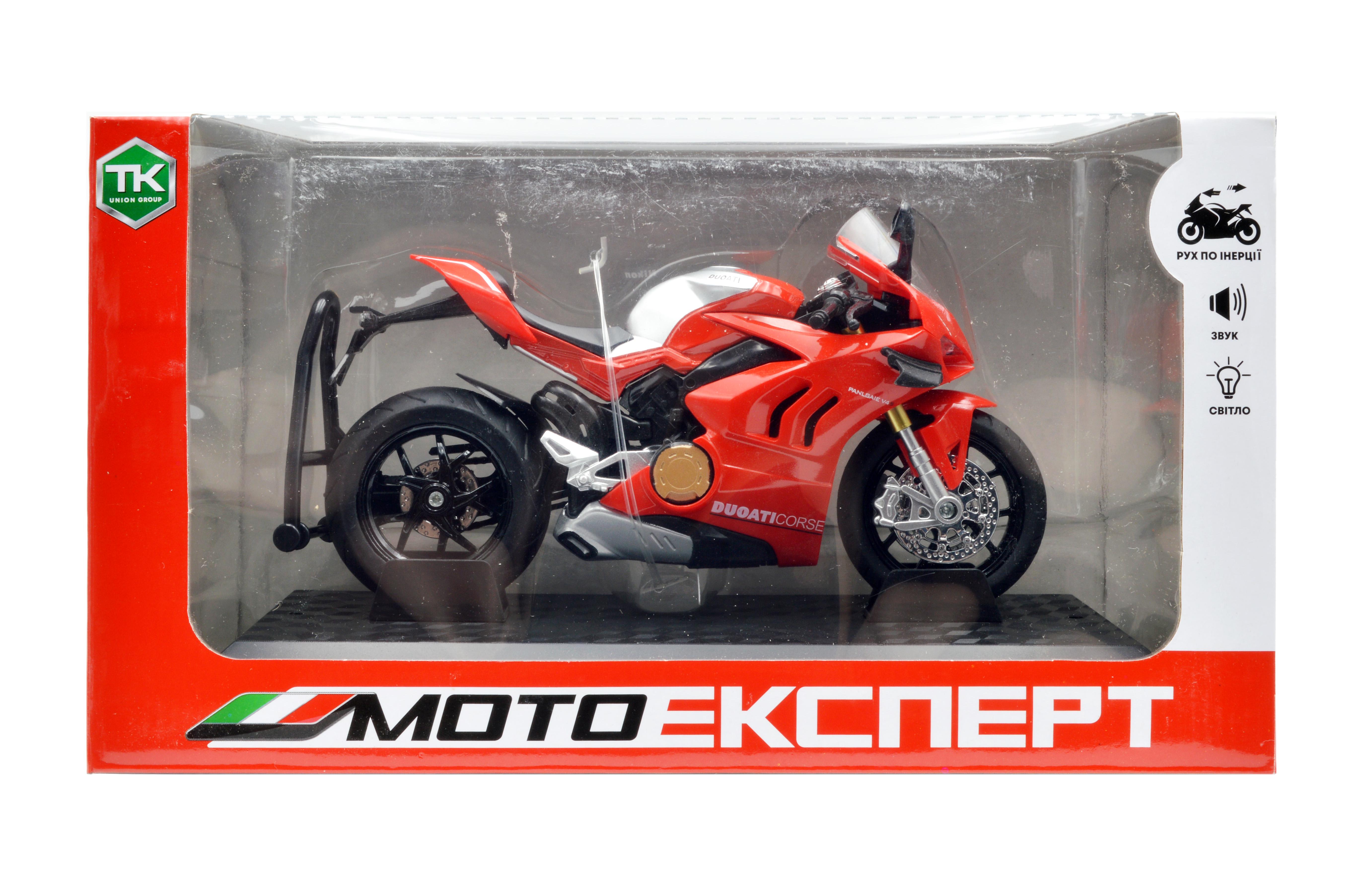 Іграшковий мотоцикл Ducati Panigale V4 Corse метал/пластик 1:12 звук/світло/амортизація (BG 32-120) - фото 8 Іграшковий мотоцикл Ducati Panigale V4 Corse метал/пластик 1:12 звук/світло/амортизація (BG 32-120) - фото 8