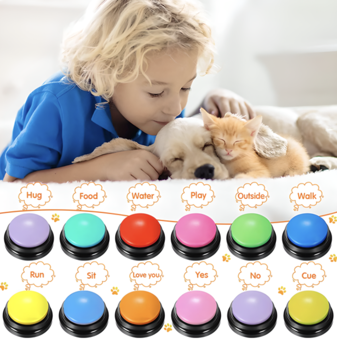 Звукова кнопка для собак та котів Pet Button з голосовою командою 9x4,5 см Помаранчевий (MK001047) - фото 8 Звукова кнопка для собак та котів Pet Button з голосовою командою 9x4,5 см Помаранчевий (MK001047) - фото 8