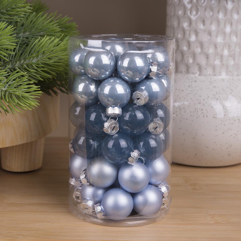 Шары новогодние из стекла 2,5 см 48 шт. Синий (3354-8)