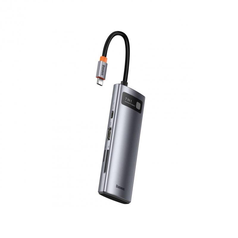USB-хаб BASEUS Metal Gleam Series 7в1 Multifunctional Type-C HUB Docking Station Gray (19557)