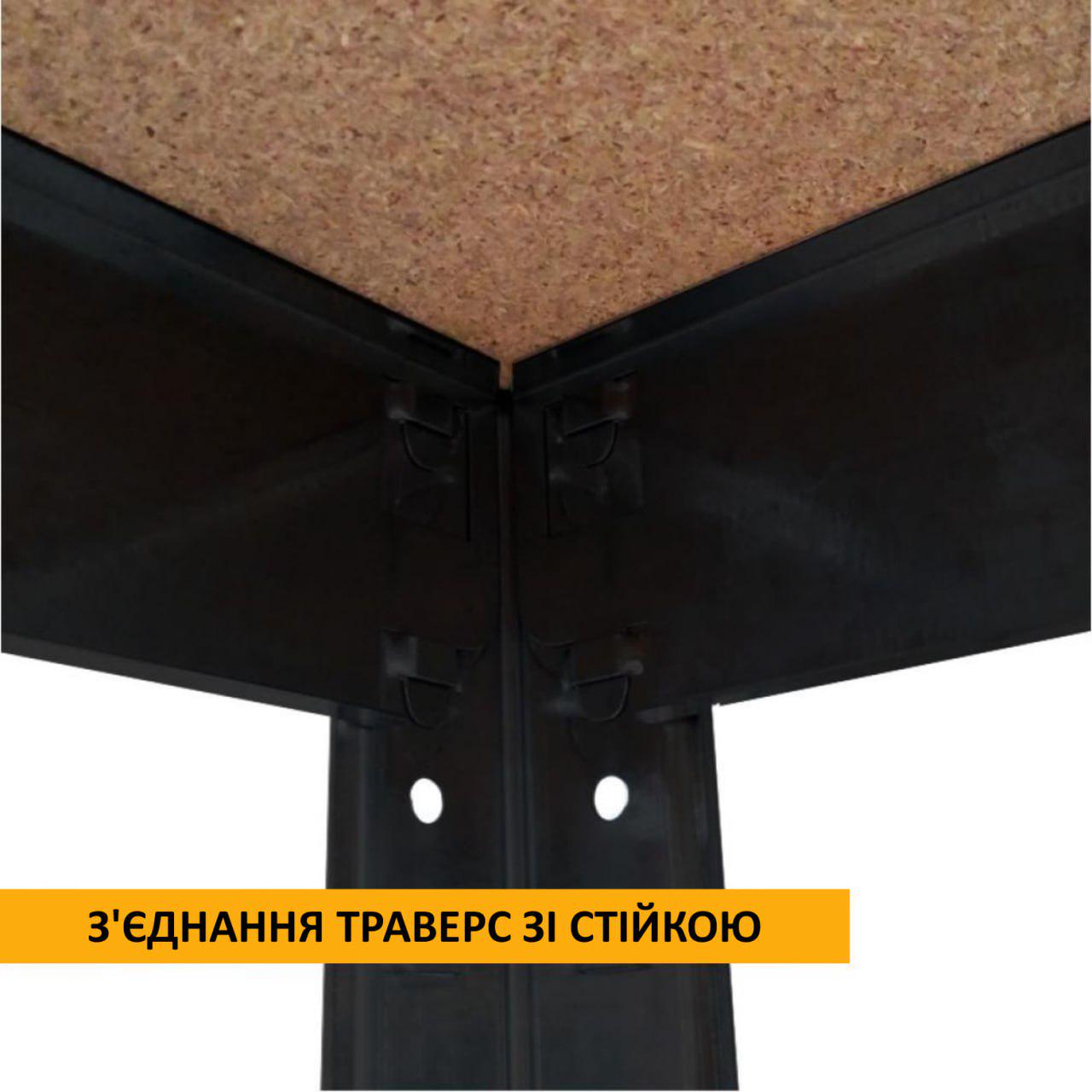 Стеллаж металлический ХАРДИ 180х120х50 см крашенный на 6 полок из ДСП Черный (315545) - фото 4