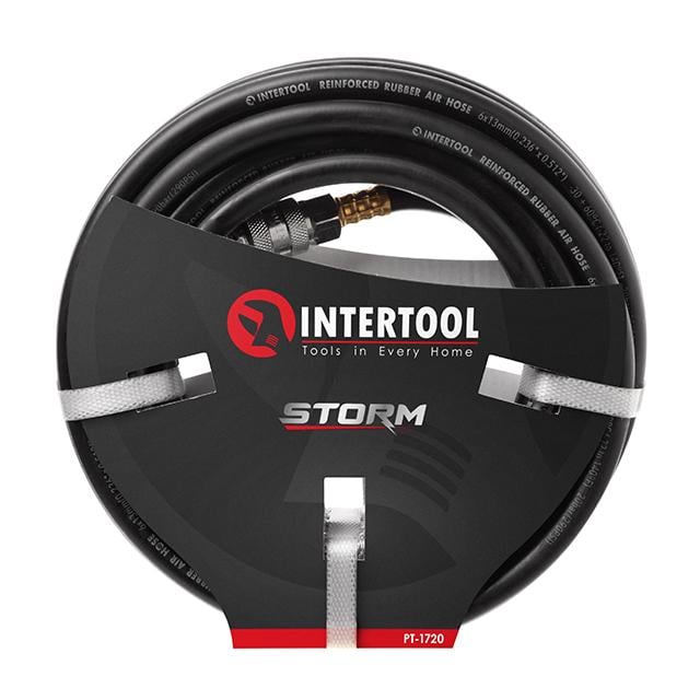 Шланг гумовий повітряний армований Intertool 20 атм 6х13 мм 10 м зі швидкороз'ємними з'єднаннями (PT-1720)