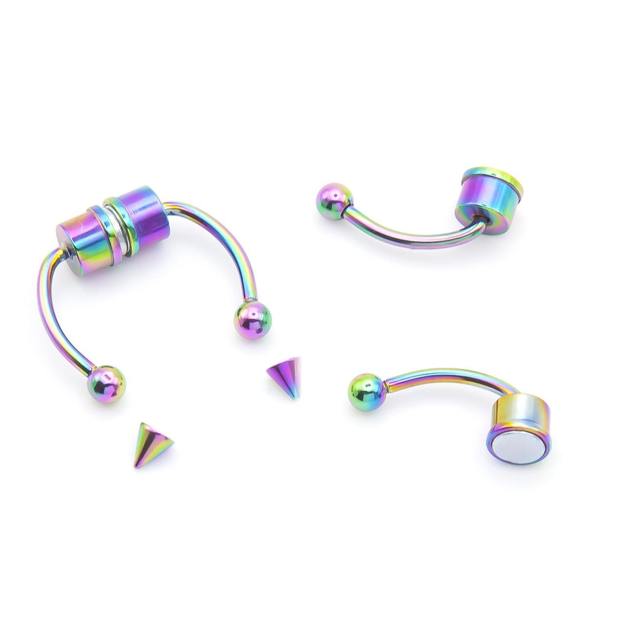 Полукольцо магнитное с 2 насадки пирсинг из нержавеющей стали 13х1х5 мм 1 шт. Разноцветный (ПС1301н52)