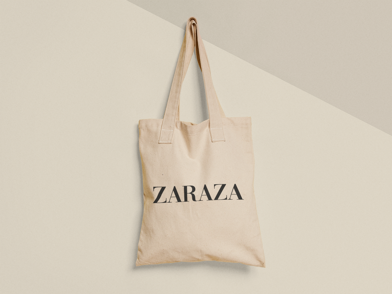 Эко-сумка шоппер с принтом "ZARAZA" 38х40 см Бежевый (ПН479-Т)