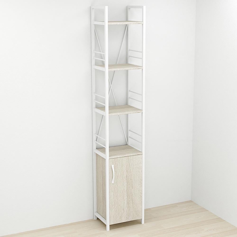 Этажерка Ferrum-decor 4/34 Конект с тумбой 179x34x28 см Белый/Сонома (FRD-104473)