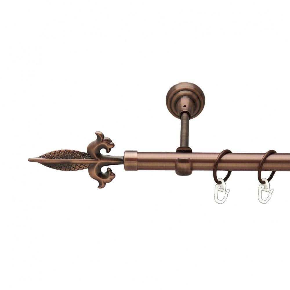 Карниз металлический Orvit Генуя однорядный открытый/гладкая труба/кольцо металлическое Медь 19 мм 240 см (00-00011667)