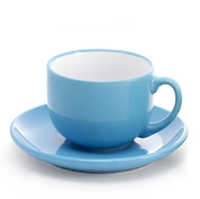 Чашка керамическая Flora с блюдцем яркая 0,25 л Голубой (32166)
