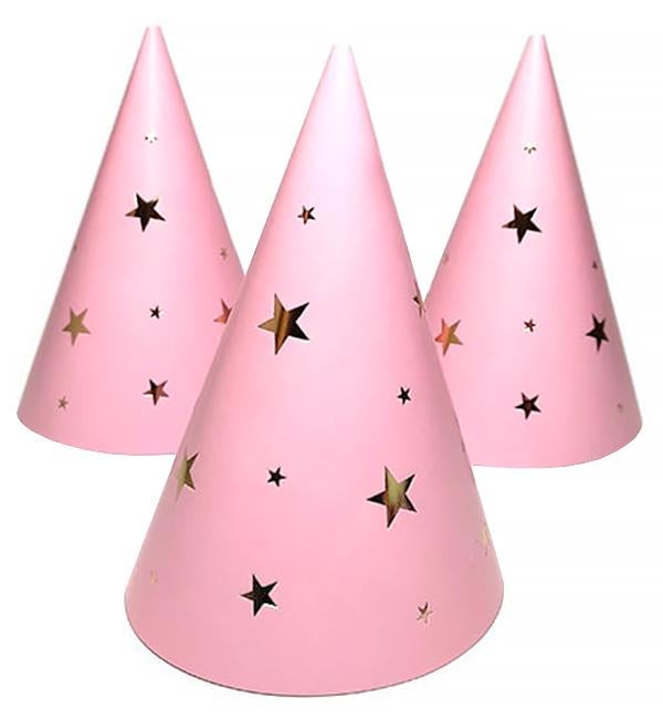 Колпачки бумажные Golden stars 15 см 5 шт. Розовый (513974)