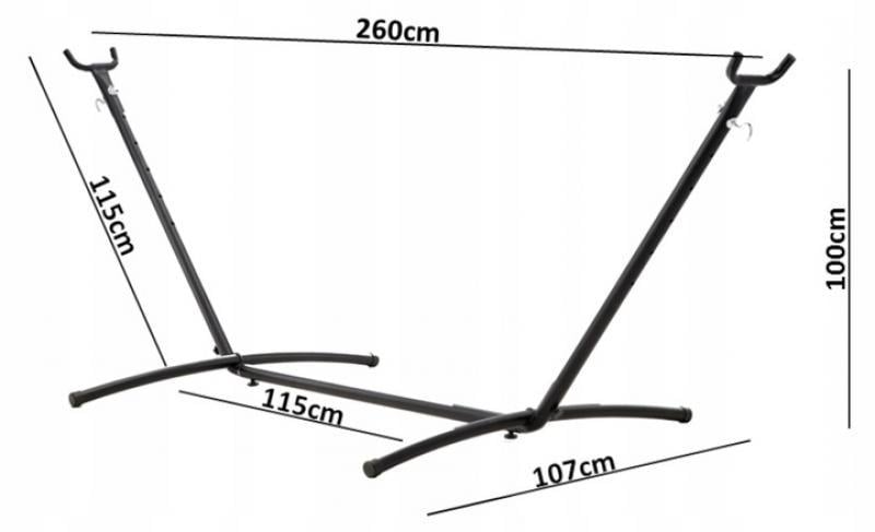 Стійка для гамака GardenLine металева 260х107х100 см Чорний (HAM2535) - фото 3
