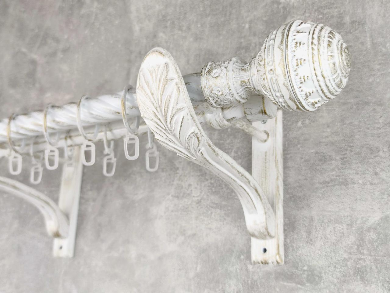 Карниз MStyle металлический для штор двухрядный Арабеска 25/19 мм крученый 400 см Белое золото (5013238)