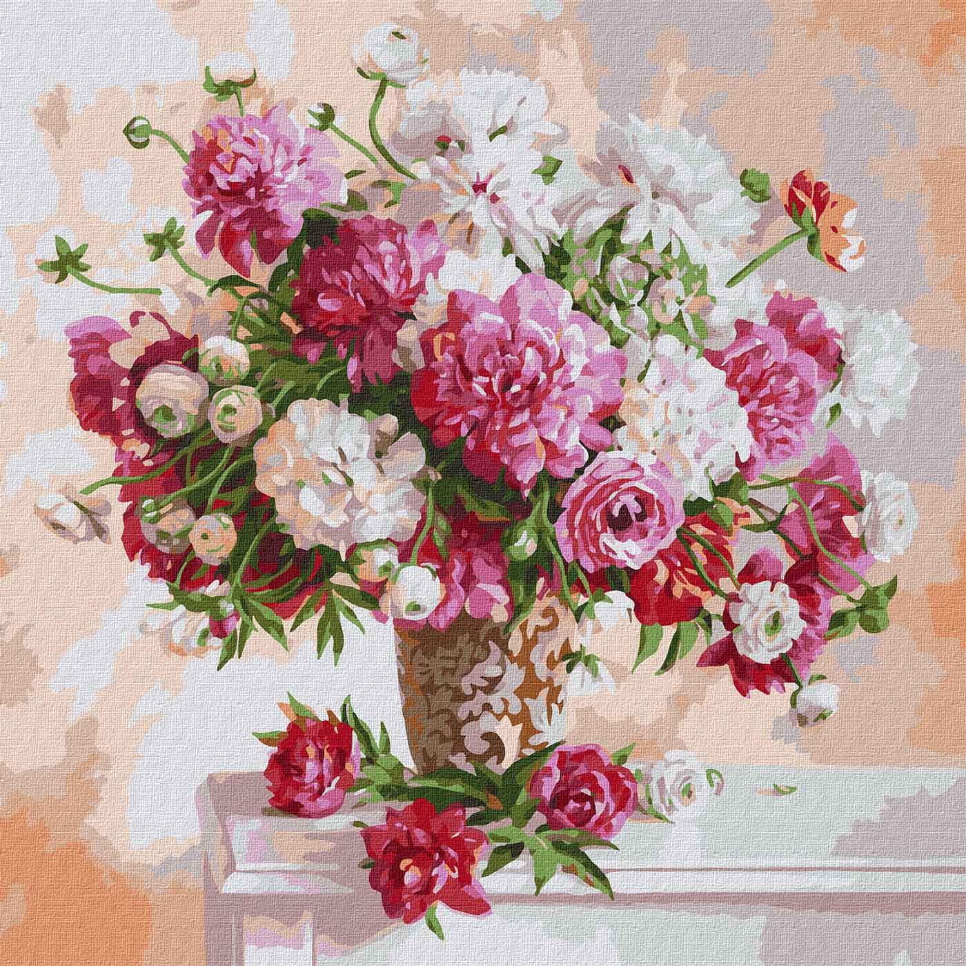 Картина по номерам Идейка Вдохновляясь пионами 50x50 см (Id-KHO13117)