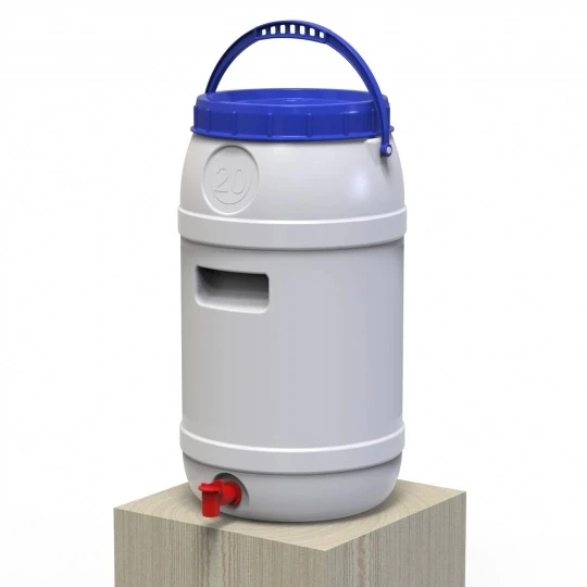 Бідон харчовий Litolan 20 л Білий з червоним краном (000072497)