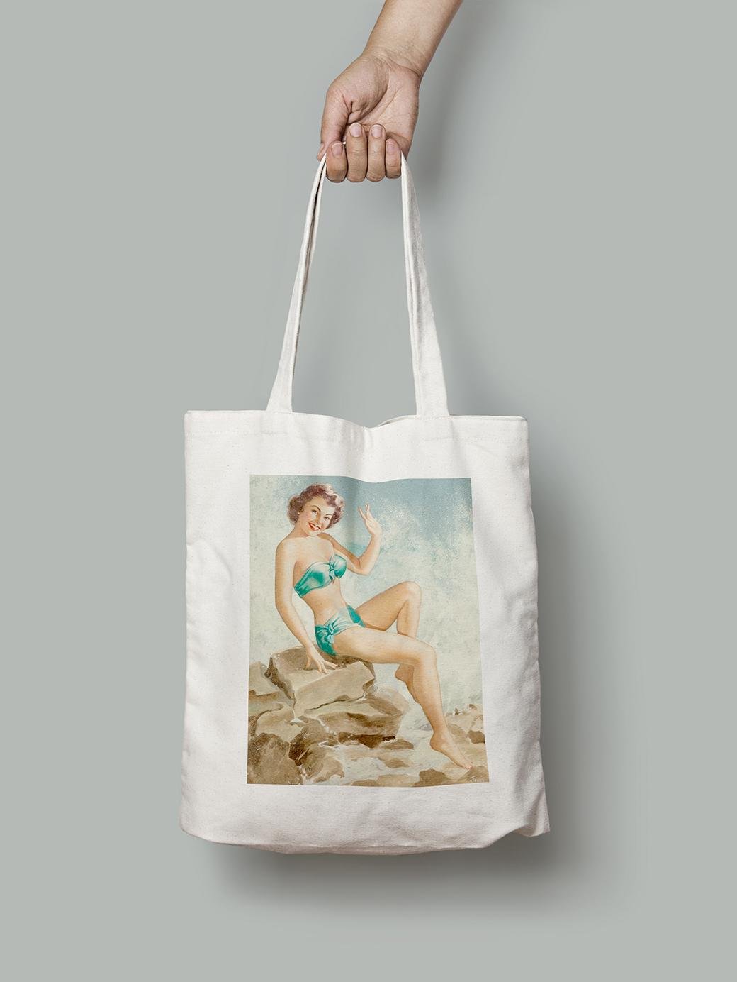 Эко-сумка Русалка на камне. Перл Алиса Фруш шопер (pin_up010140_Bag)