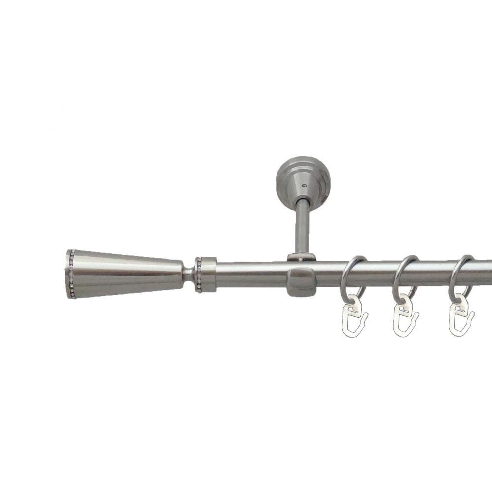 Карниз металлический Orvit Меркурия однорядный открытый/гладкая труба/кольцо металлическое Нержавеющая Сталь 16 мм 160 см (5503044)