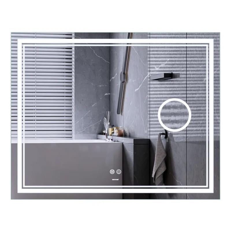 Дзеркало MIXXUS Premium QUADRO MR20-100x80 з LED Touch/Anti-fog/димером/регулятором яскравості/лінзою (MP6623)