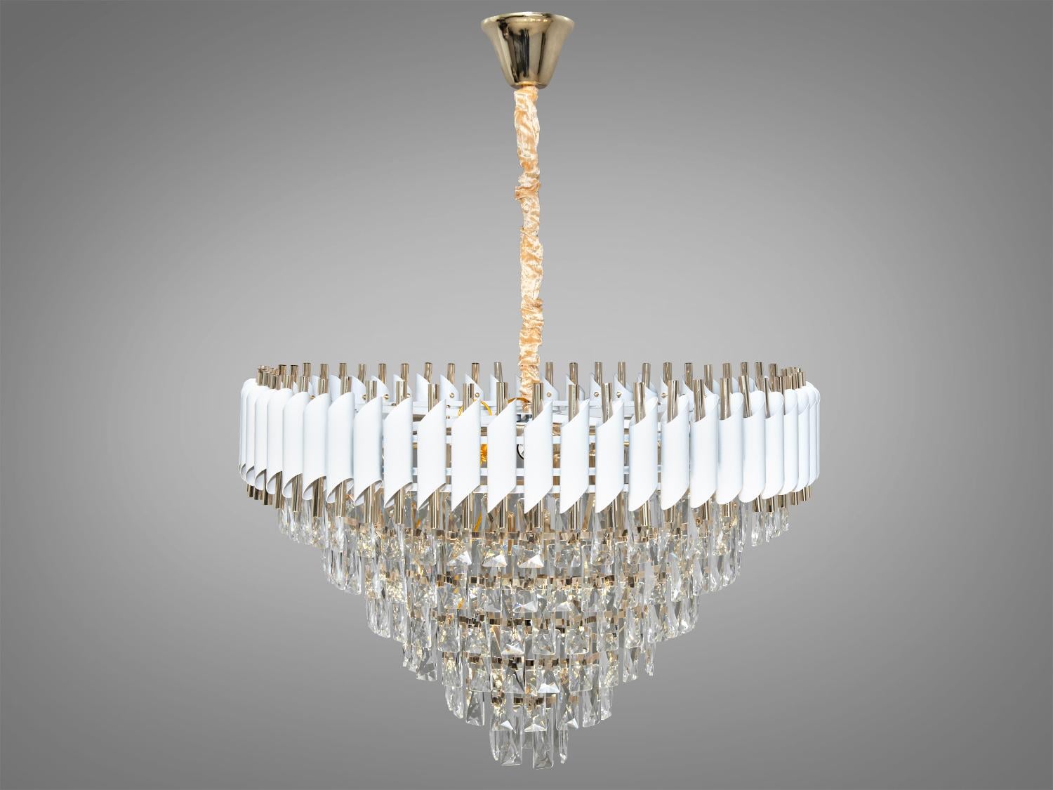 Люстра хрустальная подвесная 40 Вт Белый/Золотой (9001-800WH+SGD)