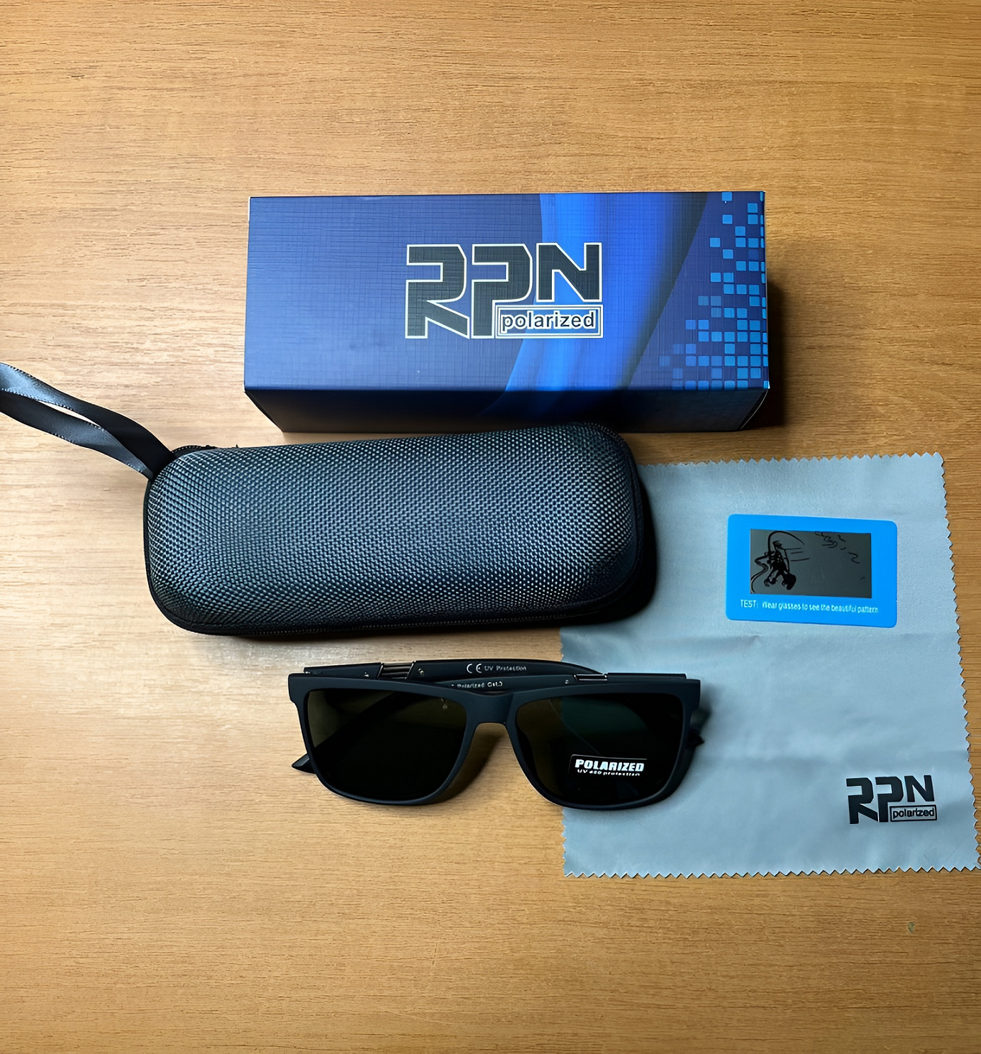 Сонцезахисні окуляри чоловічі Polaroid UV400 поляризаційні квадратні Чорний/G15 Зелений (ccdb0164) - фото 2