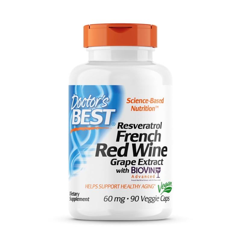 Натуральна добавка Doctor's Best French Red Wine Grape Extract 90 вегакапс. (7074)