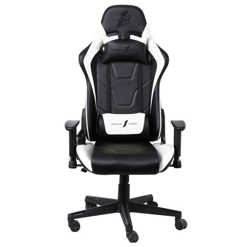 Кресло игровое 1stPlayer FK2 погрузка до 160 кг с подушкой и подлокотником Black/White (FK2-BKWH)