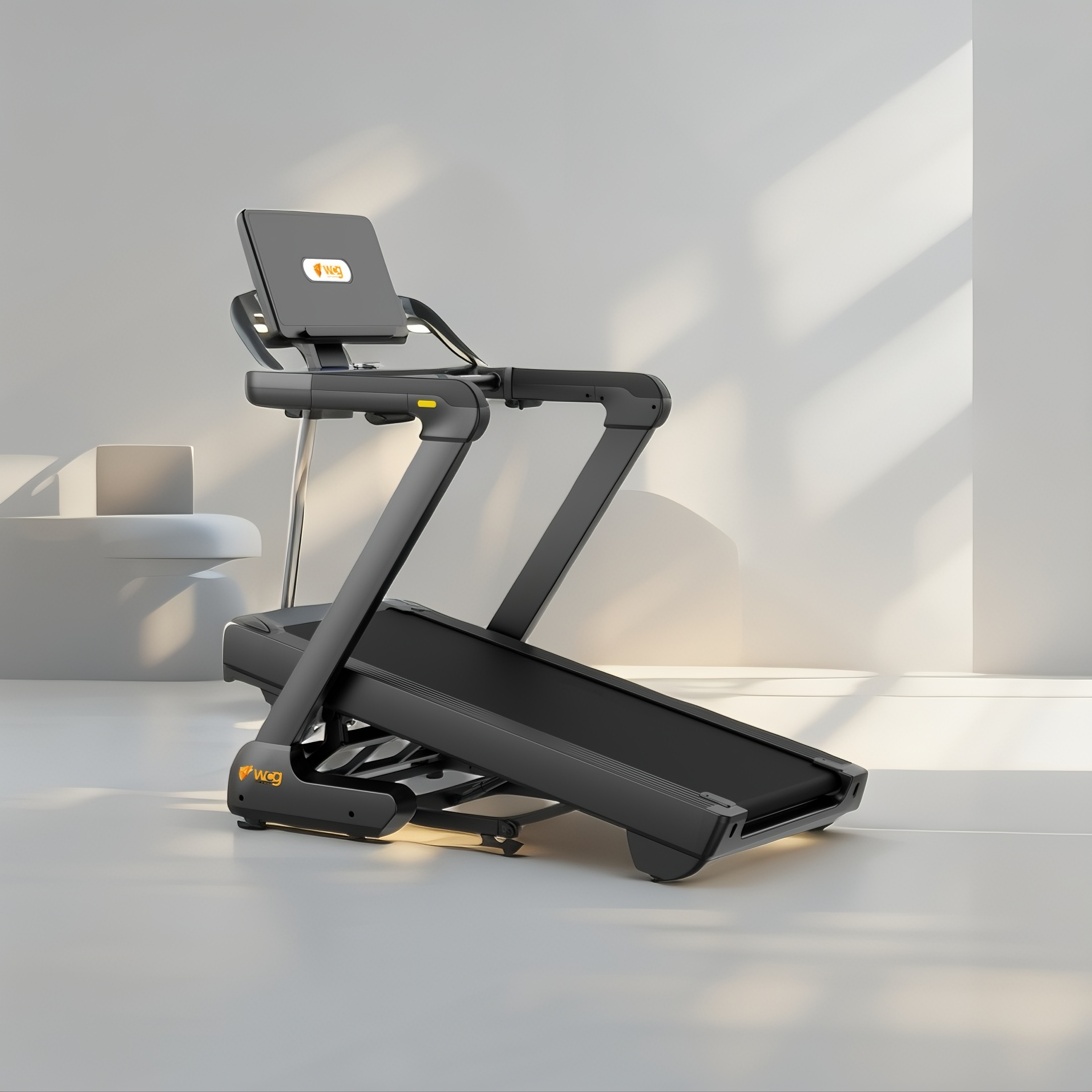 Беговая дорожка домашняя электрическая WCG-HS615S с экраном и бесщеточным двигателем для бега дома с углом наклона 0-25 уровней Черный (HS615S (1))
