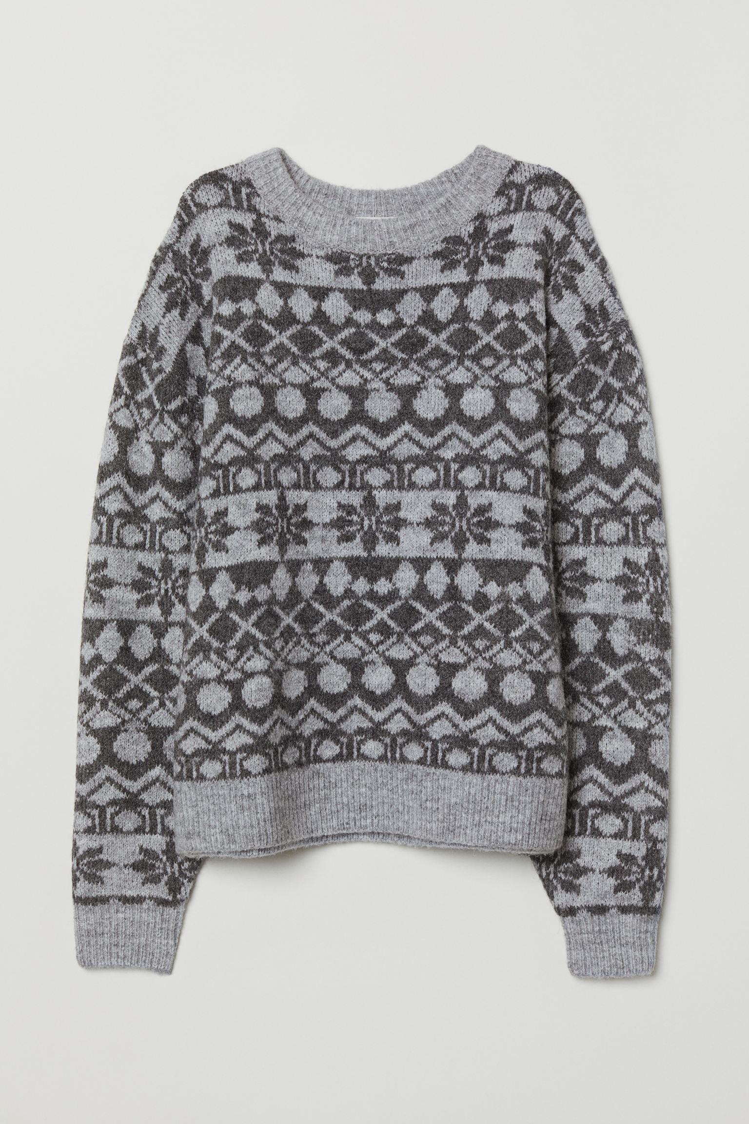 Свитер H&M узоры L Серый (712696202)