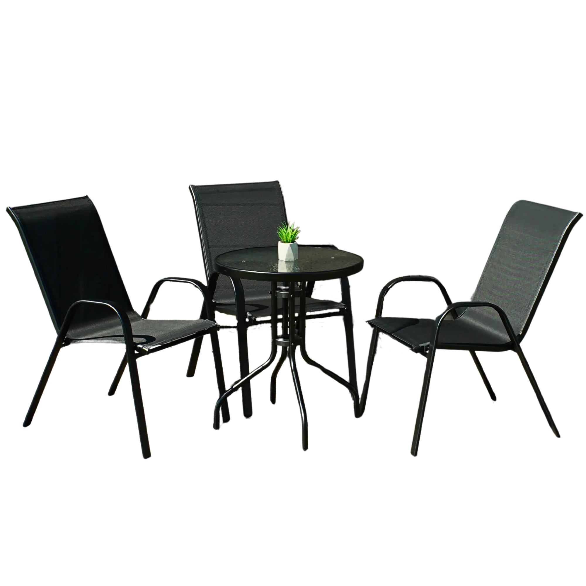 Комплект садовой мебели 4Points Udine-3 круглый стол 60 см/3 кресла текстилен Черный (DA-R4PUDI3B)