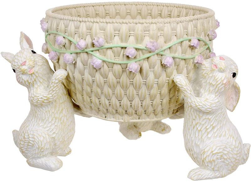 Кашпо декоративное Кролики с корзиной 25,3х24,5х18 см