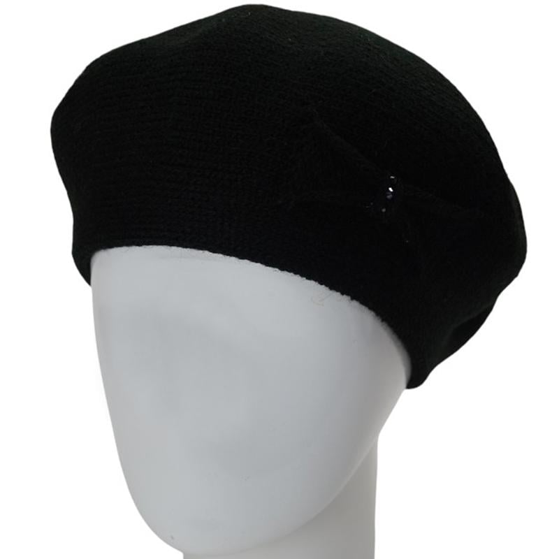 Берет женский Lirus КСЮША осенний двойной с узором сбоку one size Черный (282691) - фото 1