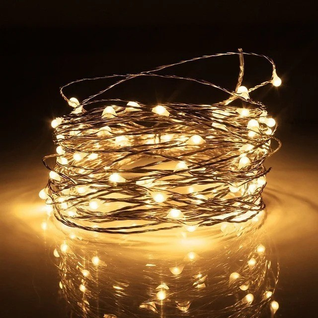 Гирлянда на батарейках 100 LED 10 м Теплый белый (13216575)